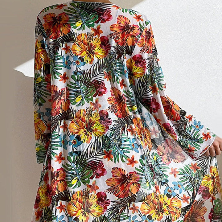 3-piece floral bikini with cover-up