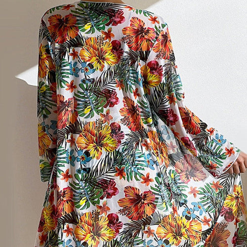 3-piece floral bikini with cover-up