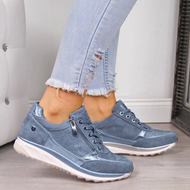 Metallic sneakers with zipper