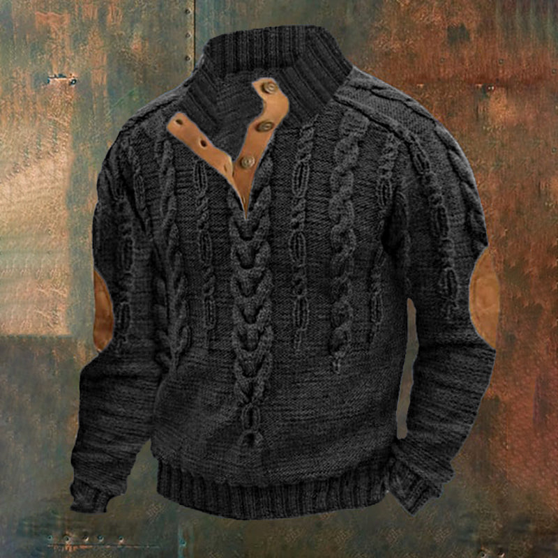 Men's Knit Cable Button-Down Sweater elevenforest