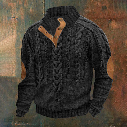 Men's Knit Cable Button-Down Sweater elevenforest