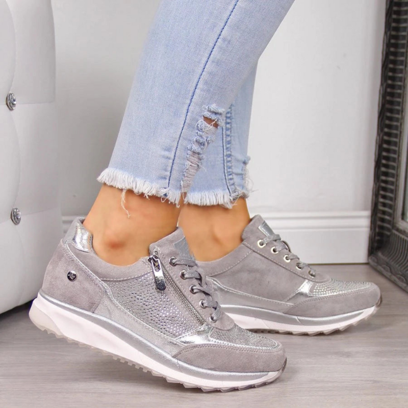 Metallic sneakers with zipper