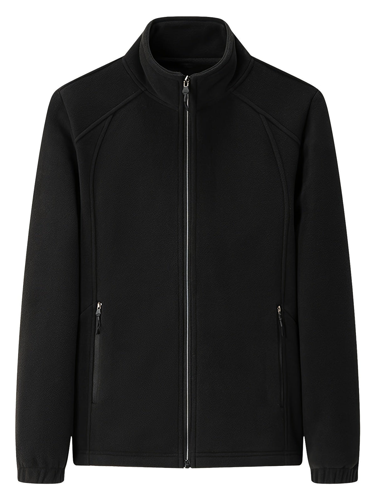 Plush women's outdoor jacket with stand-up collar and long sleeves