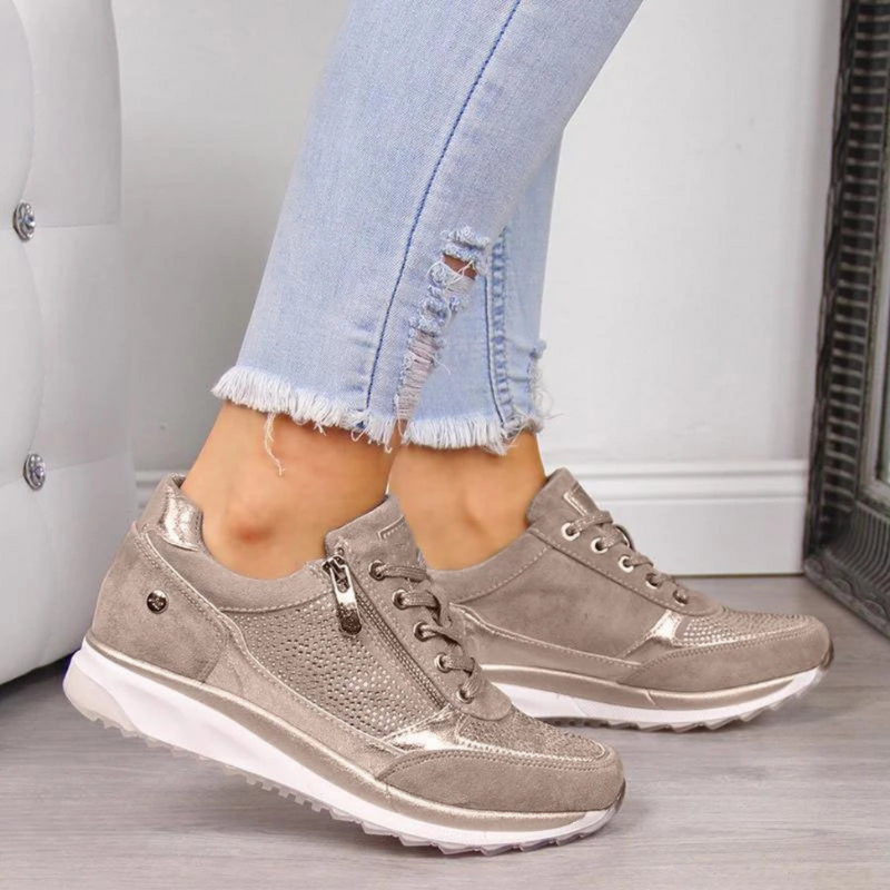 Metallic sneakers with zipper