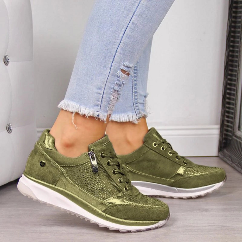 Metallic sneakers with zipper
