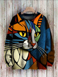 Abstract sweater with cat pattern