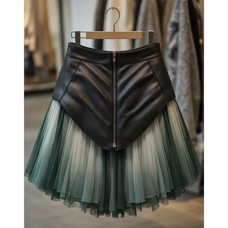 Rainbow Original Design High Waist Tulle Patchwork Skirts