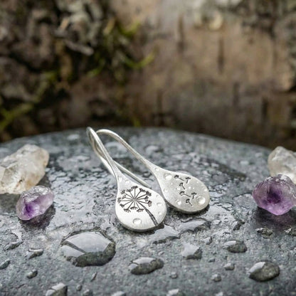 Sterling Silver Dandelion Leaf Earrings