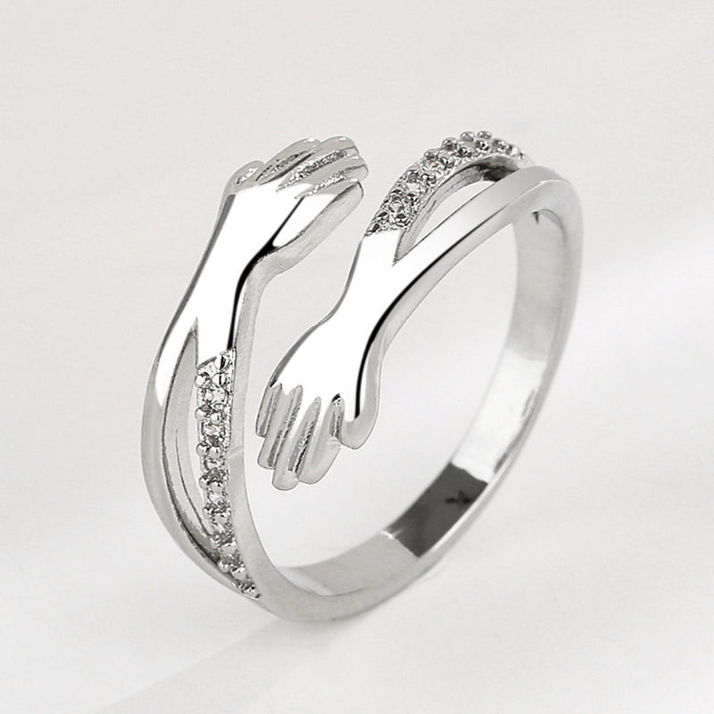 Adjustable Hug Ring With Zirconia In Gold And Silver