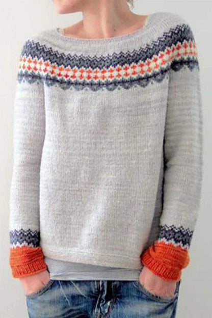Cotton Sweater with Vintage Designs