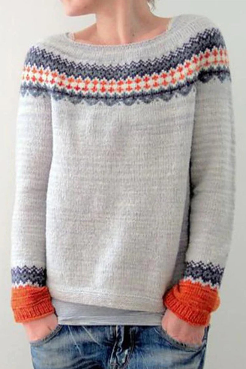 Cotton Sweater with Vintage Designs