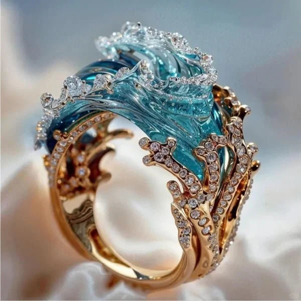 Aqua Wave Diamond Ring