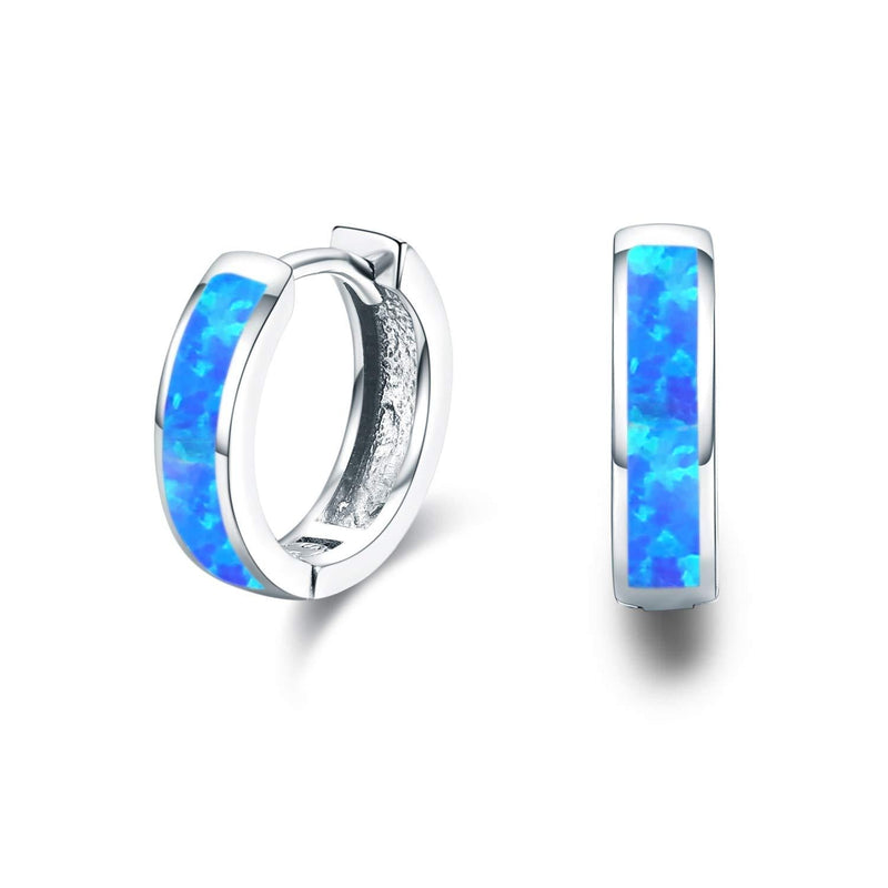 Blue Opal Hoop Earrings