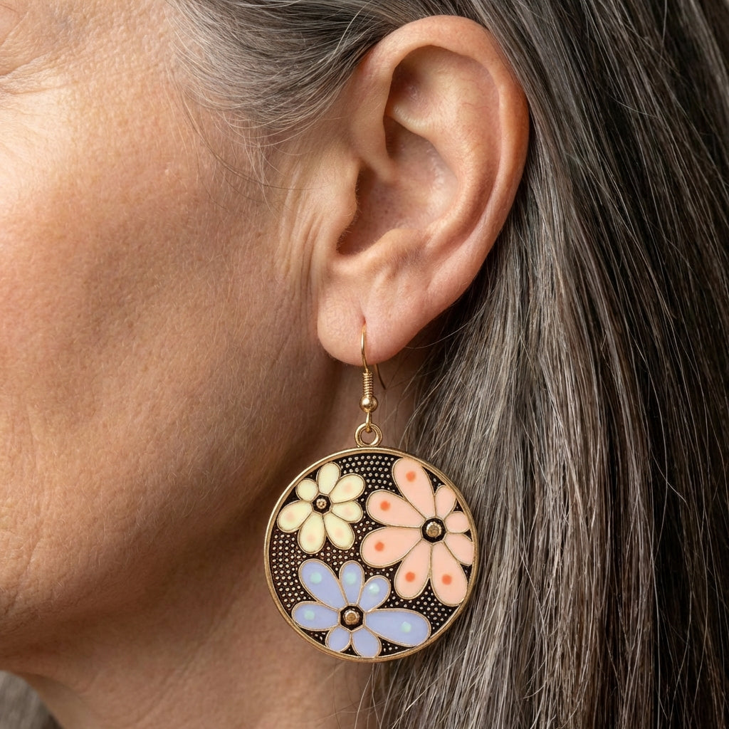 Enamel Flower Earrings