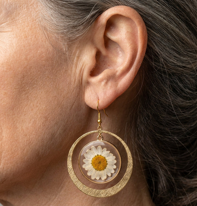 Pressed Daisy Earrings