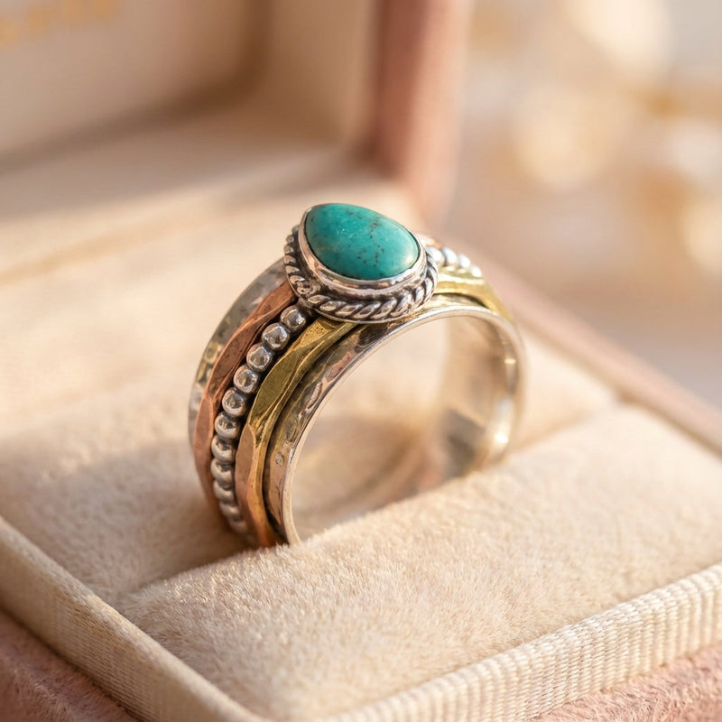 Bohemian Turquoise Teardrop Ring