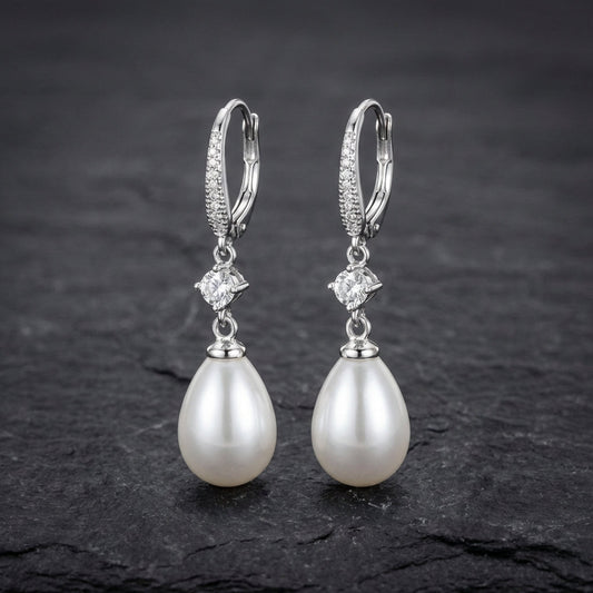 Bright Dangling Pearl Earrings