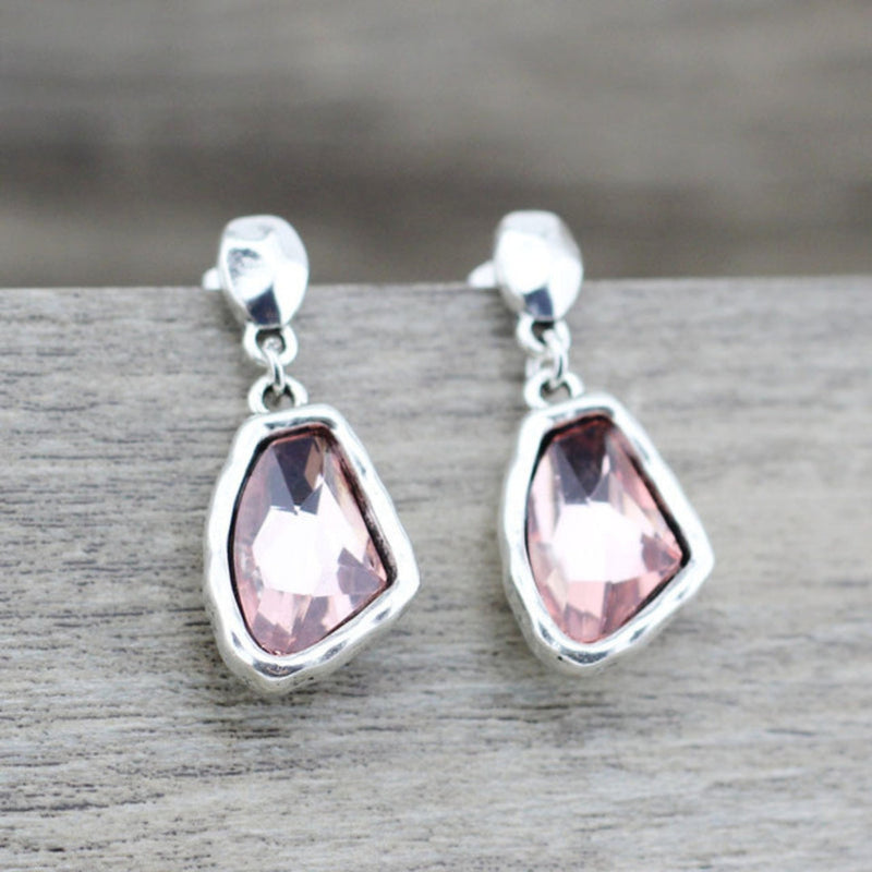 Crystal Stones Earrings In Silver