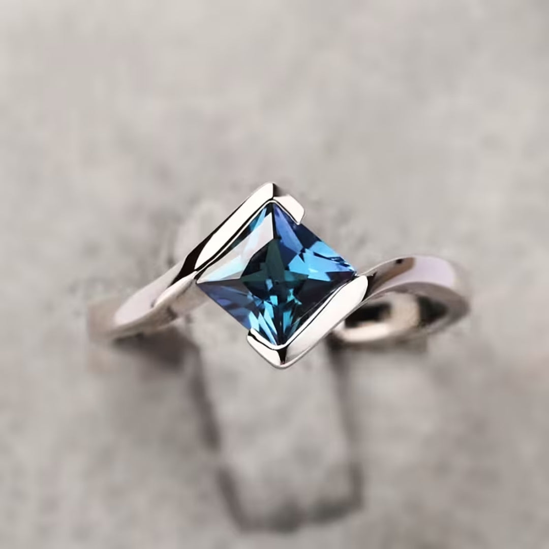 Orbit Cubic Blue Crystal Ring