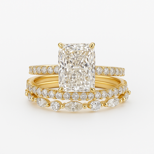 3PC Gold Wedding Ring Set