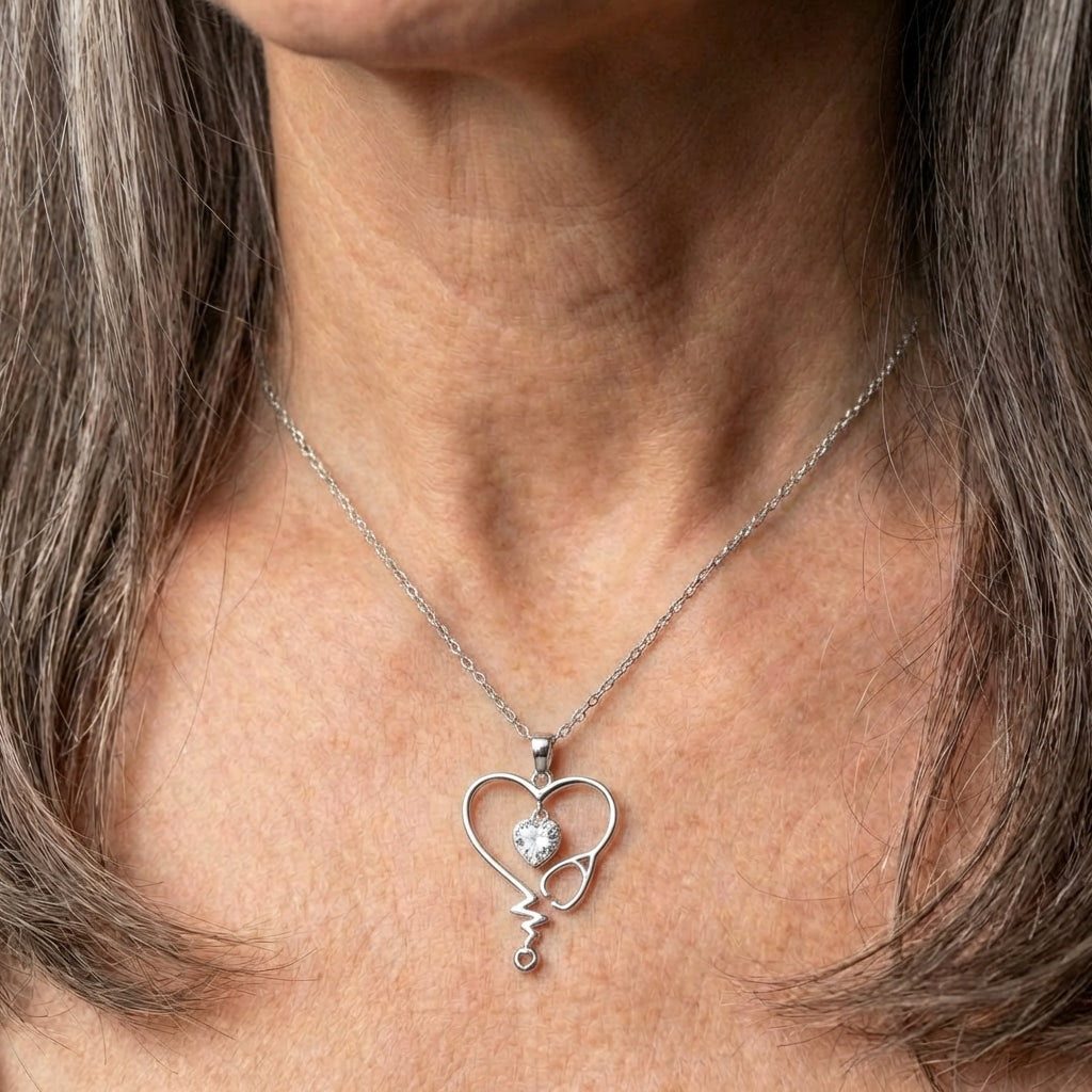 Designed Love Pendant Silver Necklace
