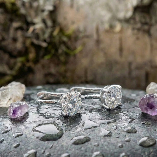 Classic Crystal Hoop Silver Earrings