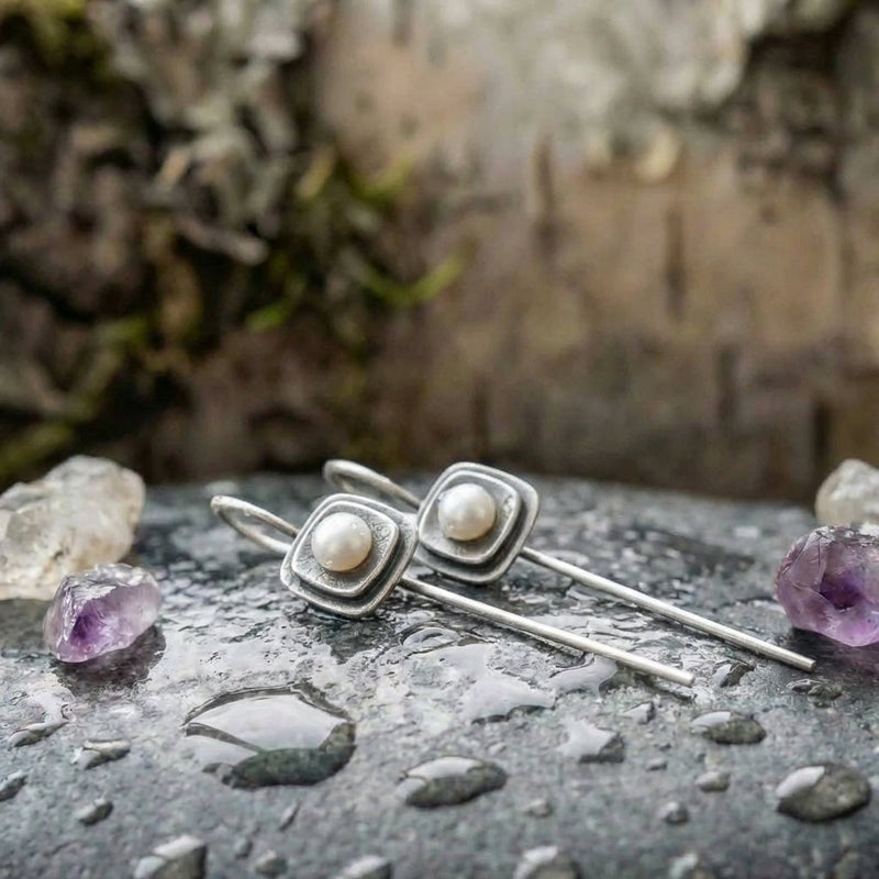 Classic Pearl Square Earrings