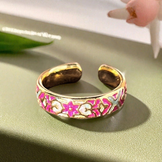 Colorful Enamel Cuff Ring