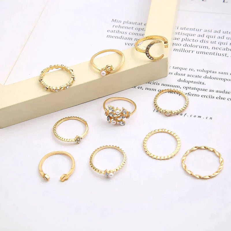 10-pack Silver and Gold Plated Rings