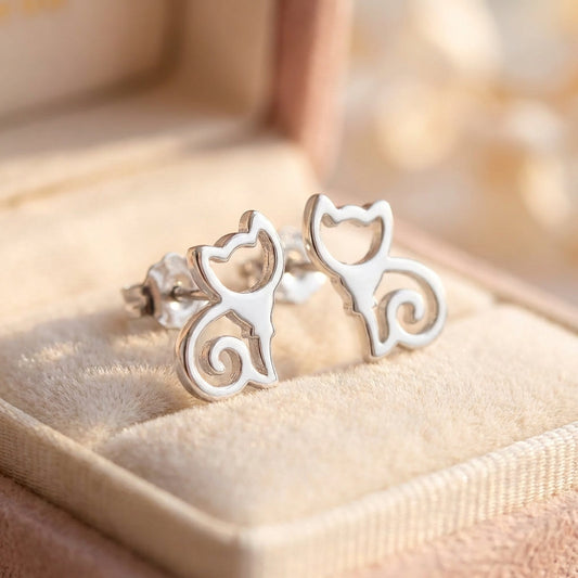 Cute Cat Heart Earrings