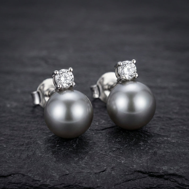 Elegant Black Pearl Zirconia Earrings
