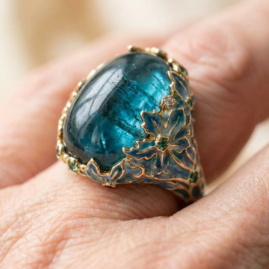 Blue Stone Flower Ring