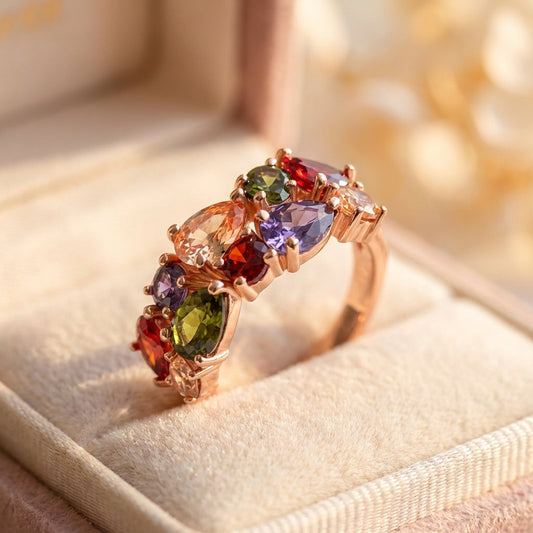 Elegant Colorful Zirconia Ring