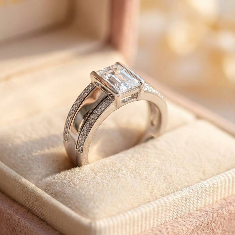 Elegant Crystal Geometric Ring