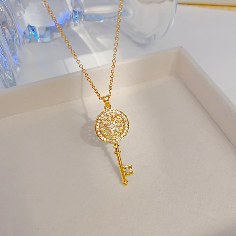 Elegant Crystal Key Necklace
