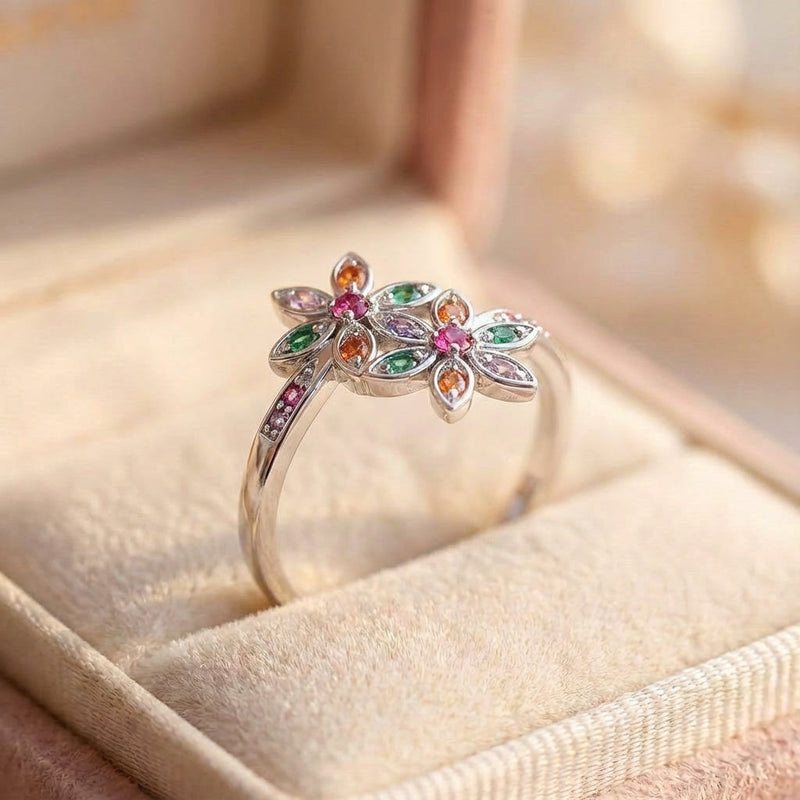 Elegant Double Flower Ring