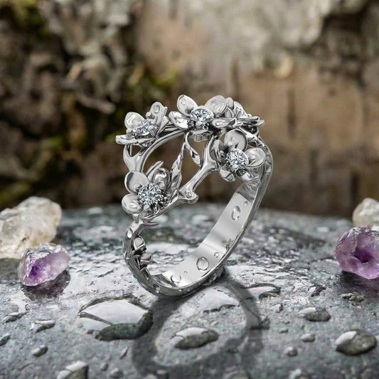 Elegant Flower Crystal Ring