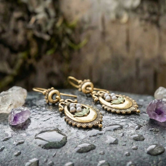 Elegant Gold Pearl Earrings