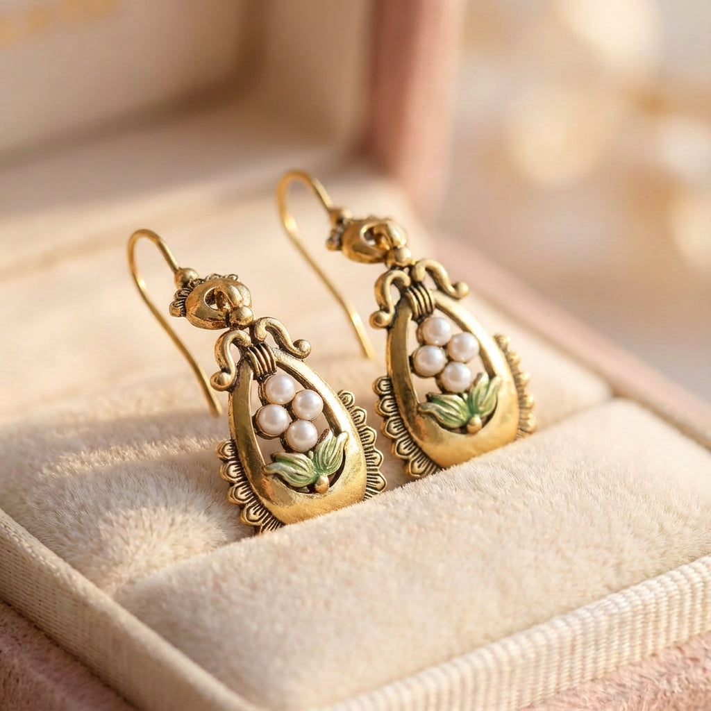 Elegant Gold Pearl Earrings