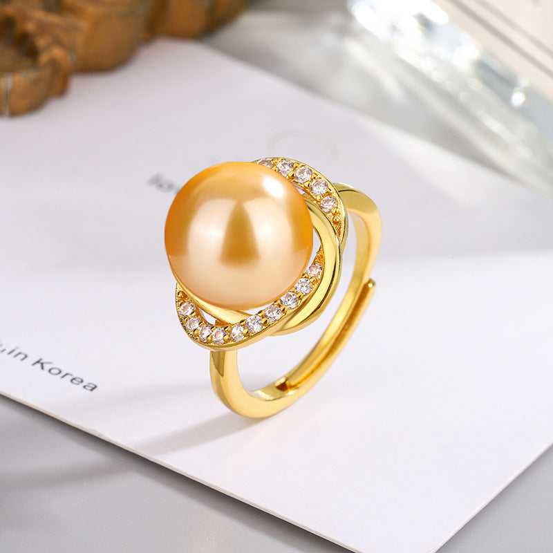 Elegant Golden Pearl Ring
