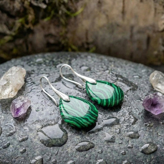 Elegant Green Agate Earrings