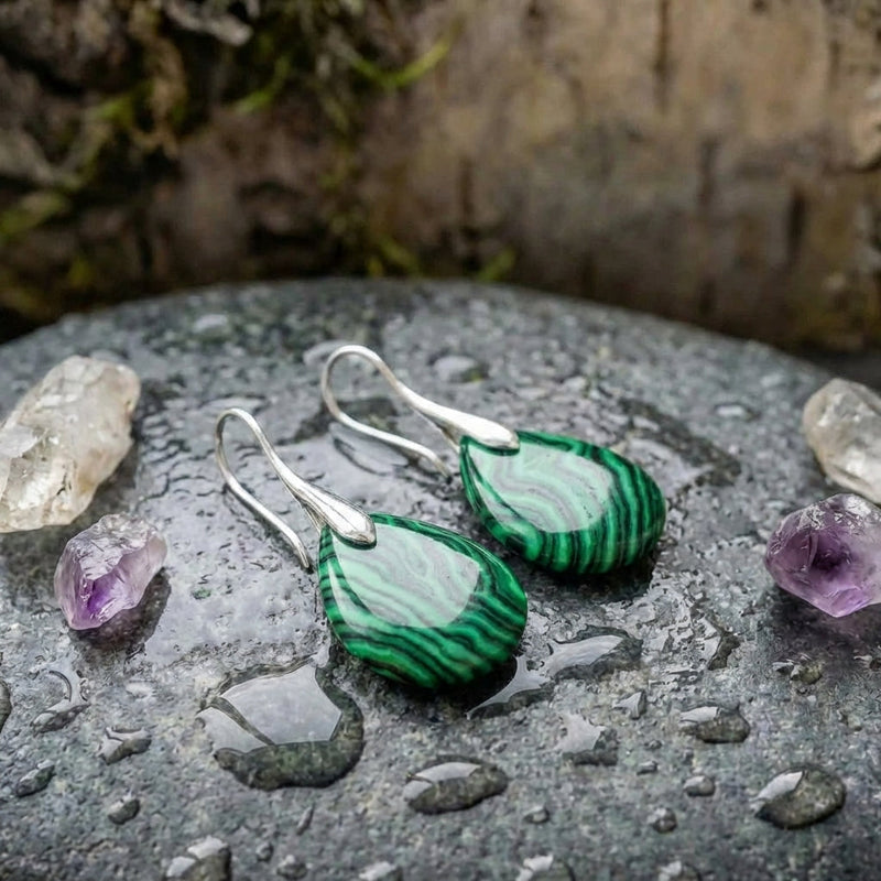 Elegant Green Agate Earrings