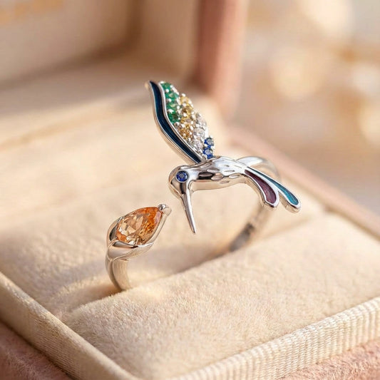 Elegant Hummingbird Ring