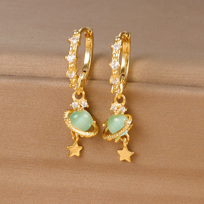 Elegant Jade Star Earrings