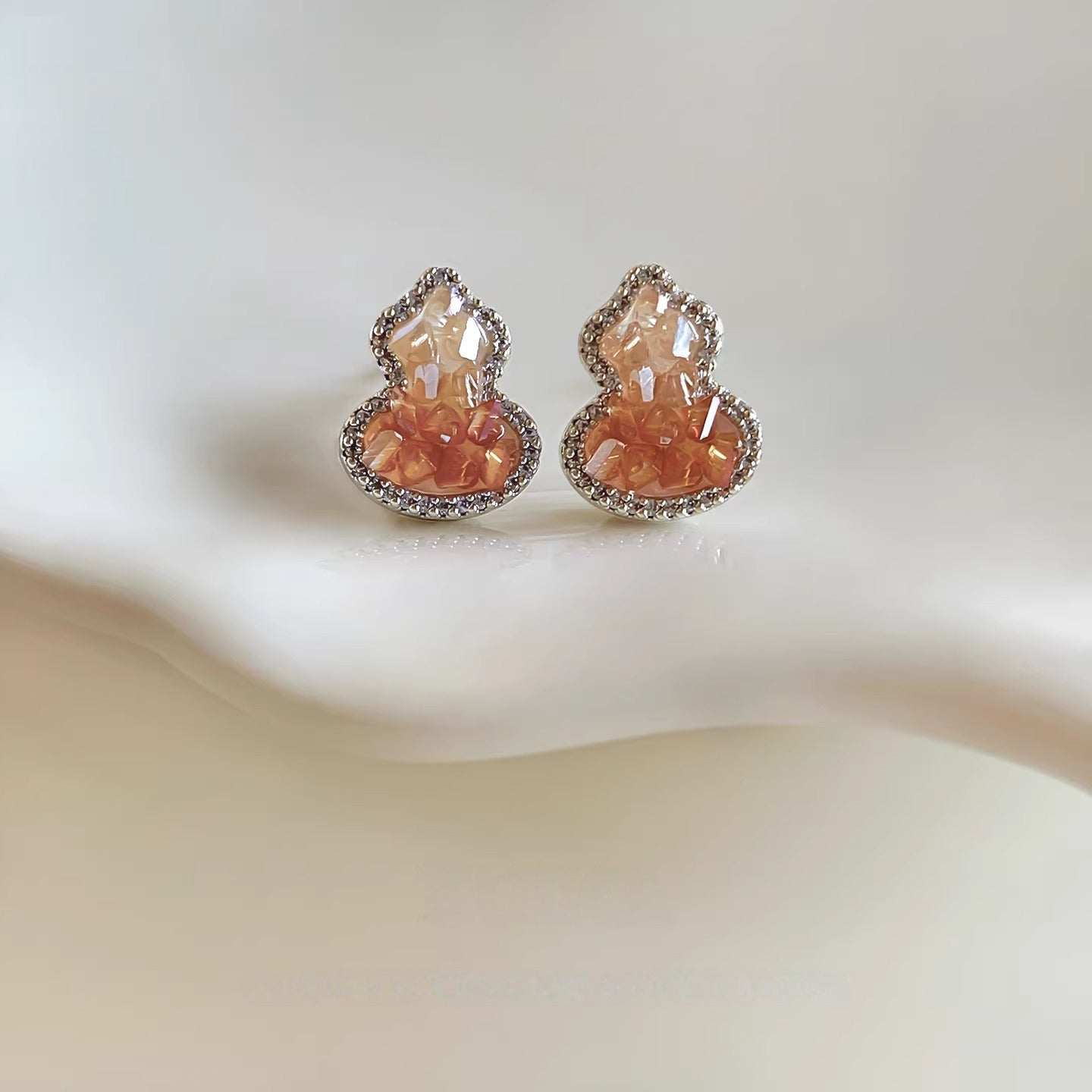 Elegant Peach Crystal Earrings