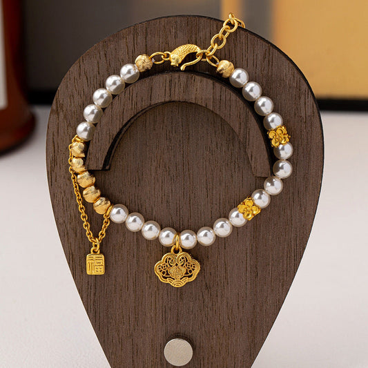 Elegant Pearl Charm Bracelet