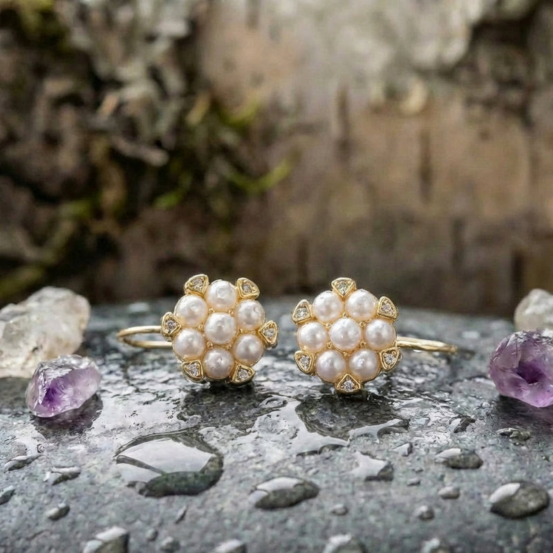 Elegant Pearl Diamond Earrings