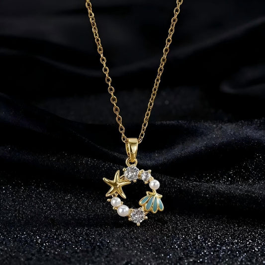 Elegant Pearl Starfish Necklace