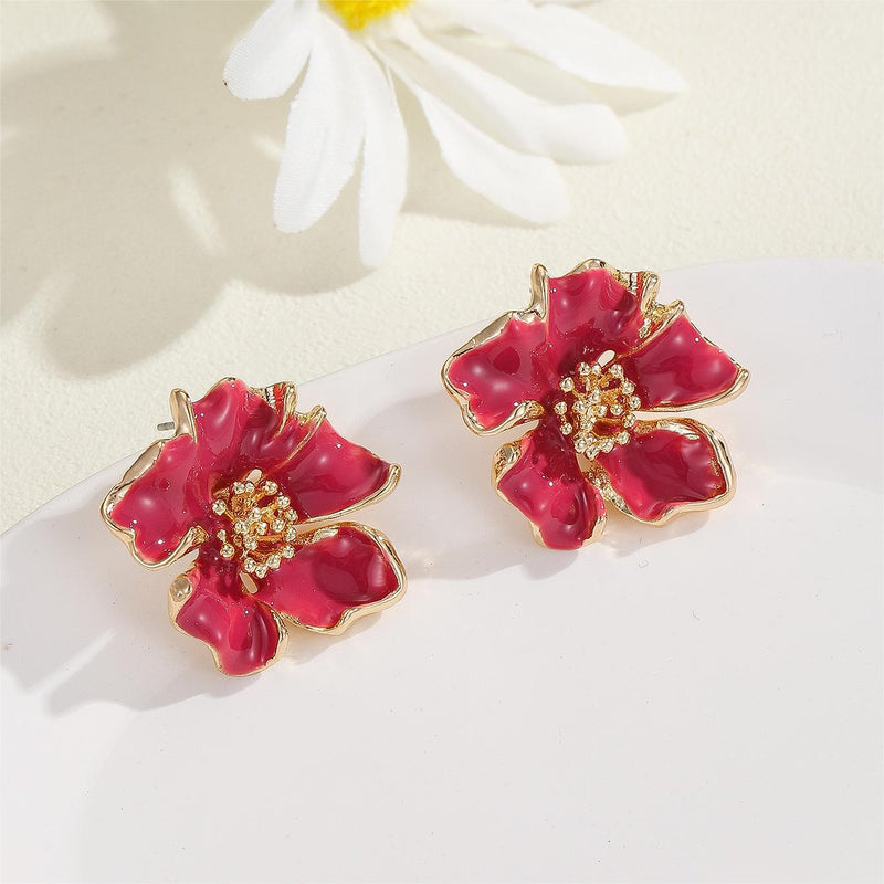 Elegant Red Flower Earrings