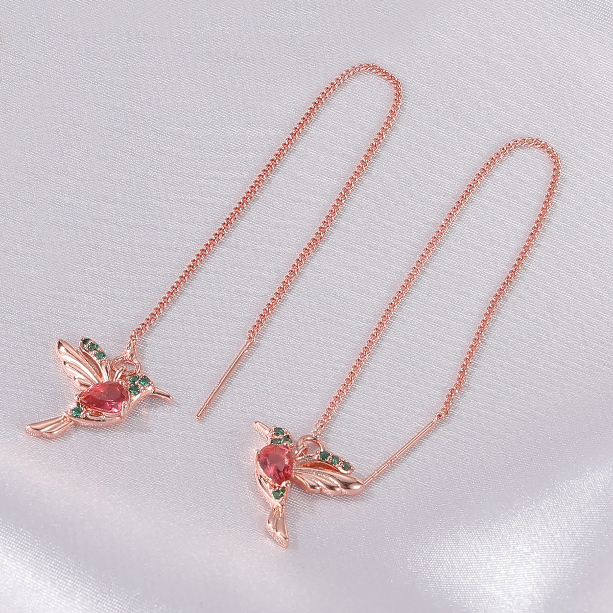 Elegant Ruby Bird Earrings